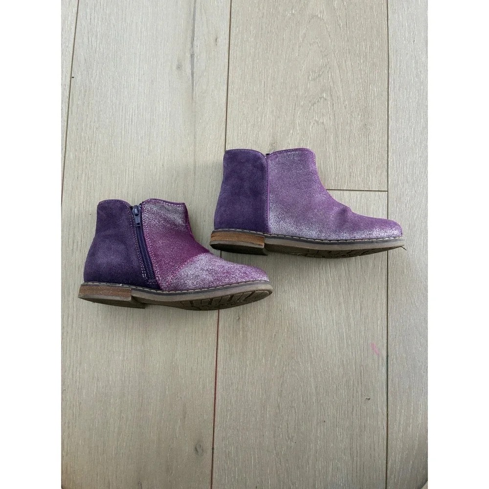 Tucker Tate Girls Purple Glitter Sparkle Ankle‎ Boots Side Zip Size 30